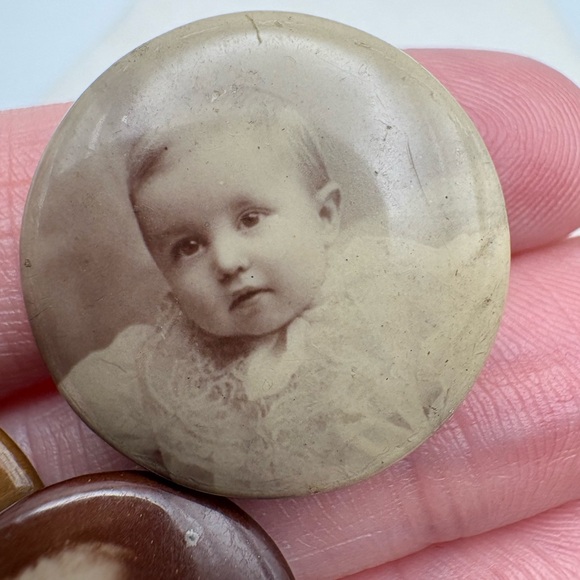 Antique Celluloid Baby Photo Pins - Picture 4 of 6